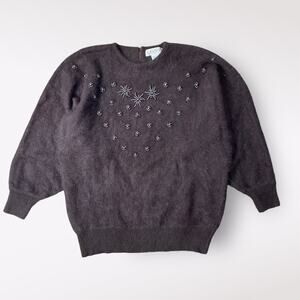 Kamiran Vintage Angora and Lambs Wool Beaded Sweater Size‎ L